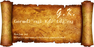 Germányi Kötöny névjegykártya